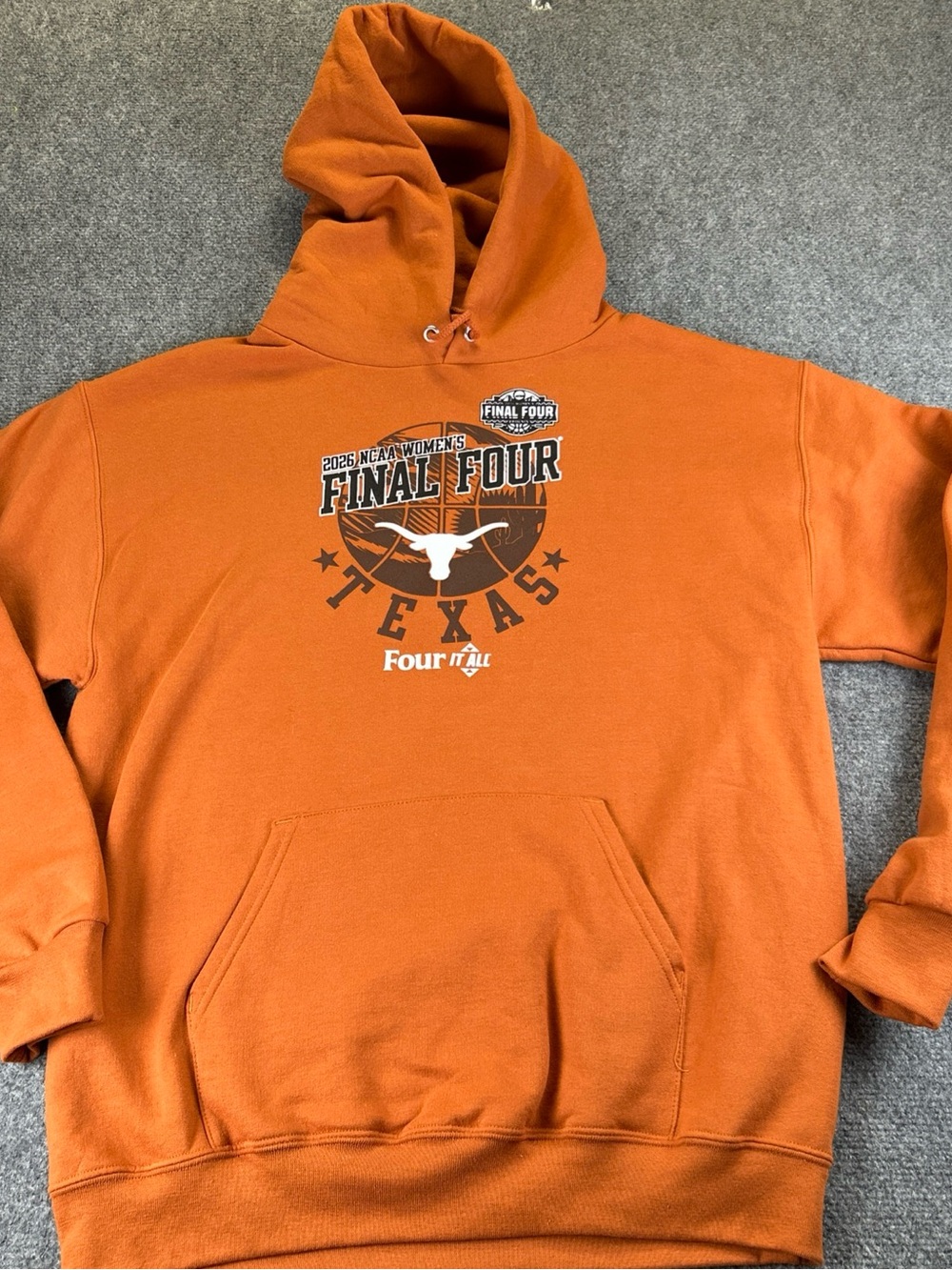 Champion adult medium women’s basketball NCAA Texas Final Four Orange Hoodie new